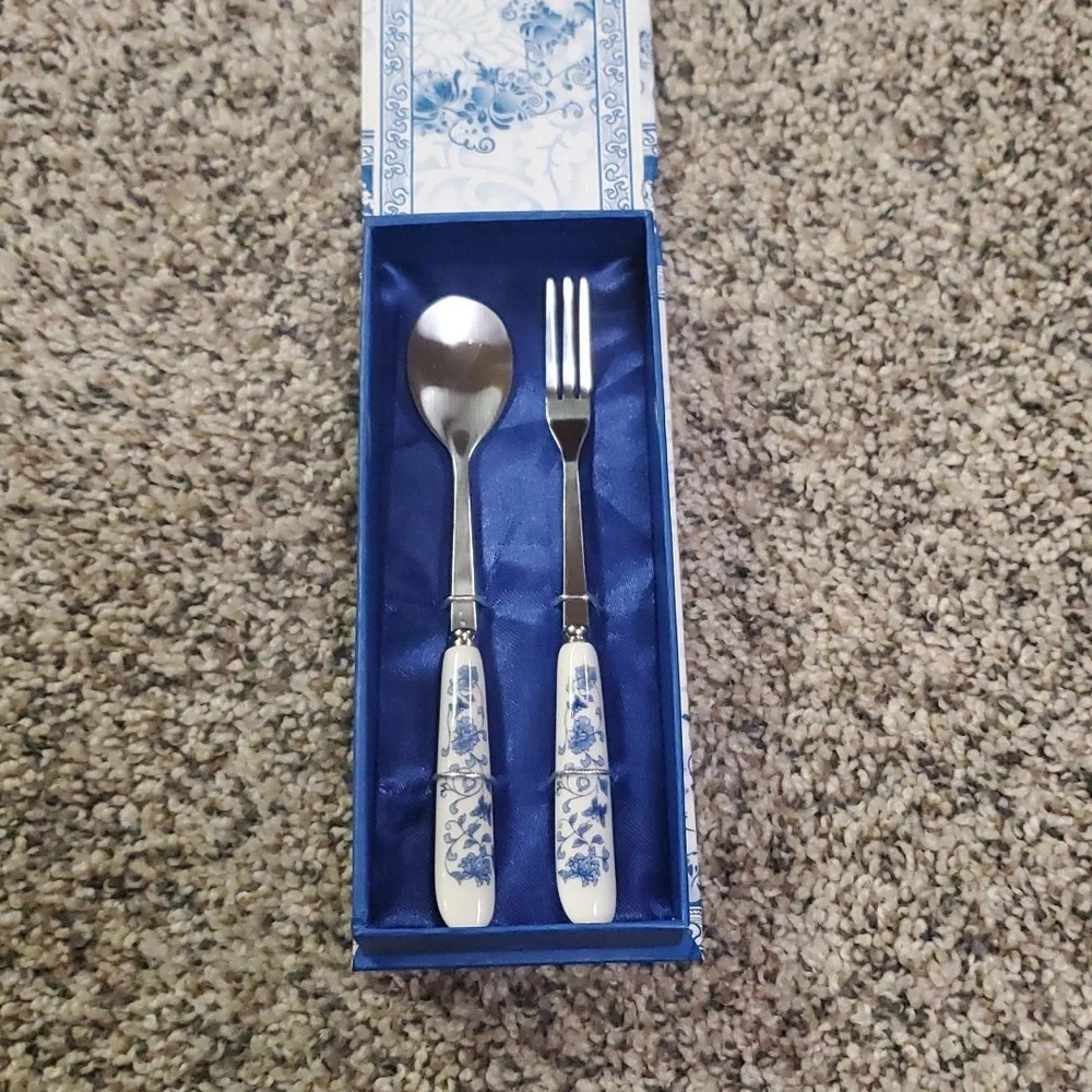 Vintage Chinese fork and spoon set box#7